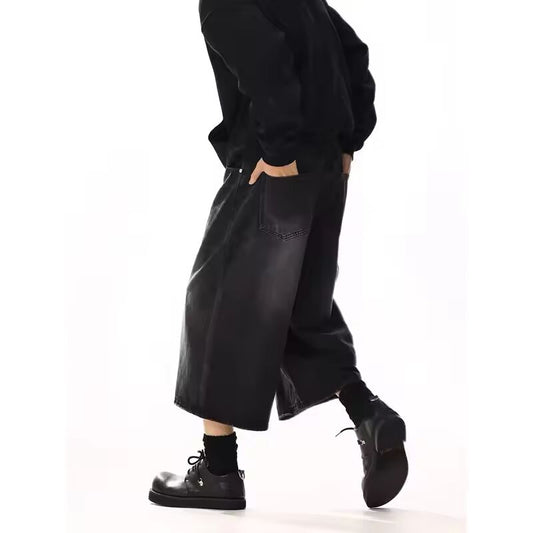Black American Vintage Y2k 2000s Baggy Jeans Shorts Men's Streetwear Jorts Korean Harajuku Gothic Oversized Denim Pants Summer